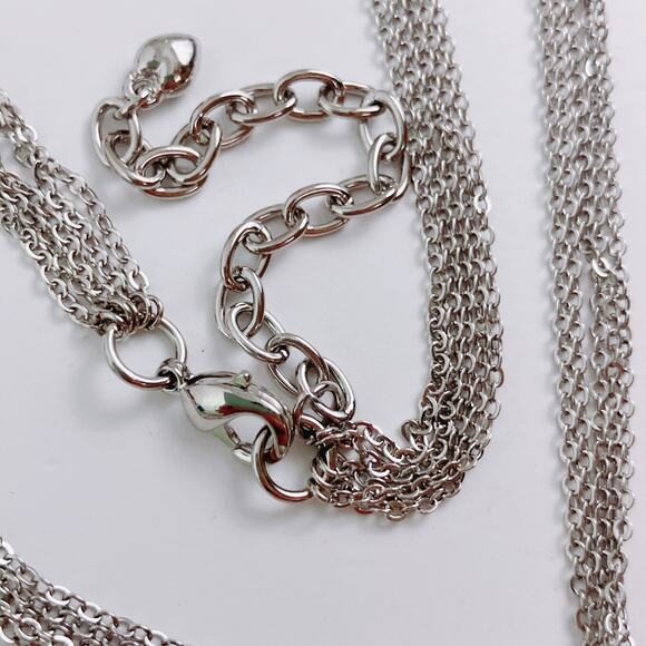 Vintage Large Silver Tone Floral Rhinestone Cross Pendant Necklace Blue Green - Picture 9 of 11